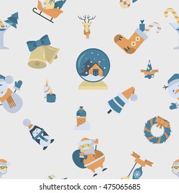 Christmas Seamless Pattern Background. Retro Color. Simple and Minimalistic Style. Vector