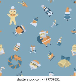 Christmas Seamless Pattern Background. Retro Color. Simple and Minimalistic Style. Vector