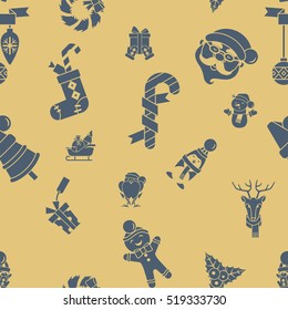 Christmas Seamless Pattern Background. Retro Color. Simple and Minimalistic Style. Vector