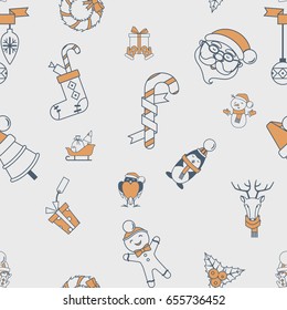 Christmas Seamless Pattern Background. Retro Color. Simple and Minimalistic Style. Vector