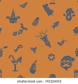 Christmas Seamless Pattern Background. Retro Color. Simple and Minimalistic Style. Vector