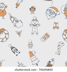 Christmas Seamless Pattern Background. Retro Color. Simple and Minimalistic Style. Vector