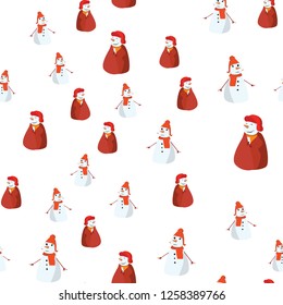 Christmas Seamless Pattern Background with Snowman. Vector Illustration.