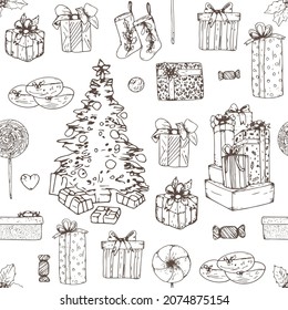 Christmas seamless pattern background. Vector illustration.