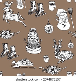 Christmas seamless pattern background. Vector illustration.