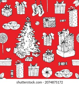 Christmas seamless pattern background. Vector illustration.