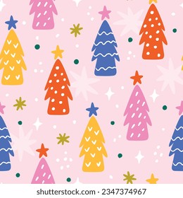 Christmas seamless pattern. Christmas background. Winter pattern. Christmas tree pattern