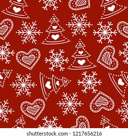 Christmas seamless pattern. Christmas background. Christmas wrapping paper. Flat design. Vector