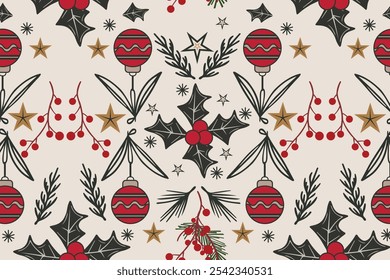 Christmas seamless pattern for backgrounds, textiles, and stationery