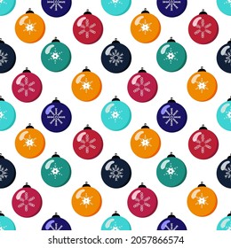 Christmas seamless pattern with christmas balls and decorations on white background