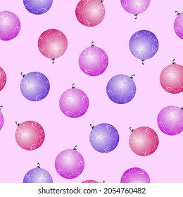 Christmas seamless pattern with balls, flat vector illustration