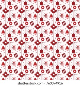 Christmas seamless pattern with balls in red color
