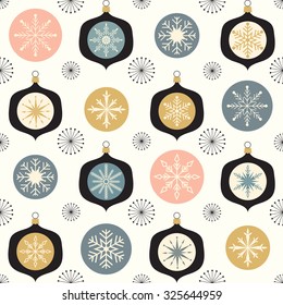 Christmas seamless pattern with Christmas balls and snowflakes