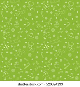 Christmas seamless pattern with Christmas balls, snowflakes, holly berry. Vector illustration. Eps 10