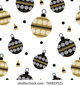 Christmas seamless pattern with balls. Vector illustration.