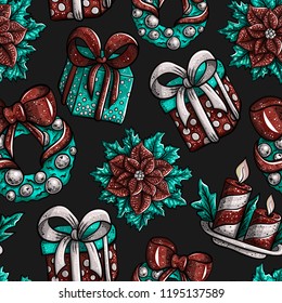 Christmas seamless pattern Beautiful cartoon illustration