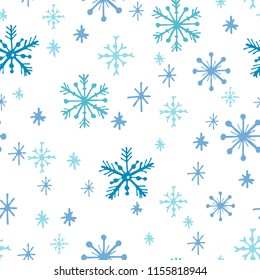 Christmas seamless pattern of beautiful snowflakes. Elegant winter vector background.