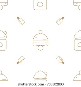 Christmas seamless pattern with bell, christmas house and candle. Ideals for xmas background