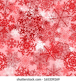 Christmas seamless pattern with big red  snowflakes