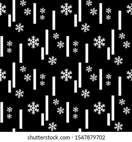 Christmas seamless pattern of big and small snowflakes, white on black. eps 10