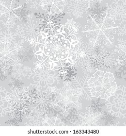 Christmas seamless pattern with big snowflakes on gray background
