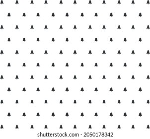 Christmas seamless pattern with black firs on white background, Christmas trees decor, design for Holidays decoration, wrapping paper, print, fabric or textile, Christmas card, vector illustration