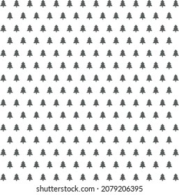 Christmas seamless pattern with black firs on white background, Christmas trees decor, design for Holidays decoration, wrapping paper, print, fabric or textile, Christmas card, vector illustration