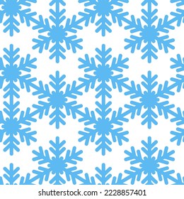 Patrón ininterrumpido de Navidad, copo de nieve azul sobre fondo blanco para el diseño decorativo. Papel de envoltura de regalo de Navidad, ilustración cuadrada vectorial