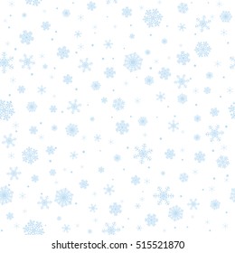 Christmas seamless pattern with blue snowflakes on white background