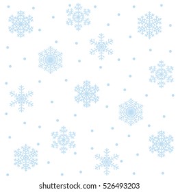 Christmas seamless pattern with blue snowflakes on white background