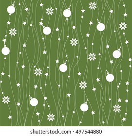 Christmas seamless pattern with bolls and snowflakes.