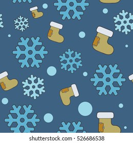 Christmas seamless pattern with boots. flat design
