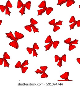 Christmas seamless pattern with bows. For winter invitations, New Year greeting cards, decorations, wallpaper, gift paper