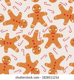 Christmas seamless pattern bread man. Vector illustration.