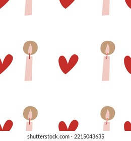 Patrón de Navidad sin foco con velas. Patrón cuadrado de invierno de vacaciones. Fondo blanco. Cuta ilustración. Papel de invierno
