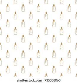 Christmas seamless pattern with candles. Ideals for xmas background. Gold color.