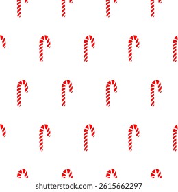 Christmas seamless pattern with candy cane. Hand drawn striped candy cane isolated on white background. Festive candy cane wrapping, wallpaper for Christmas and New Year. Xmas swirl candy cane. Wrap