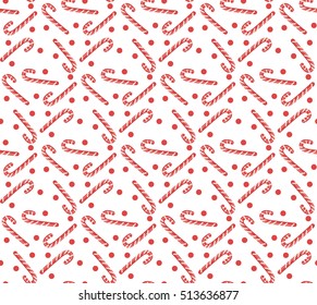 Christmas seamless pattern with candy cane. Christmas background. Christmas seamless texture, wallpaper, fabric. Vector illustration