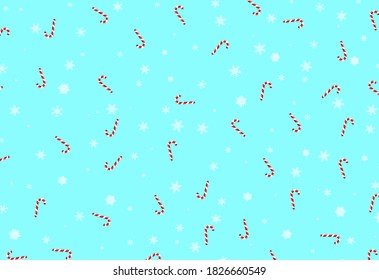 Patrón de Navidad sin fisuras con bastones de caramelo y copos de nieve. Fondo vectorial para papel envolvente, impresión de tela, diseño de tarjetas de felicitación