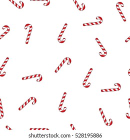 Christmas seamless pattern with candy on white background.