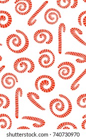 Christmas seamless pattern with candy. Vector illustration hand drawn.