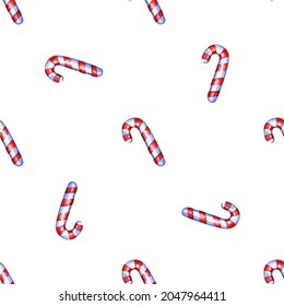 Christmas seamless pattern with cane lollipop. Vector illustration