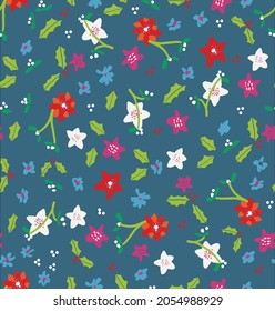 Christmas seamless pattern, card - Scandinavian sweater style.