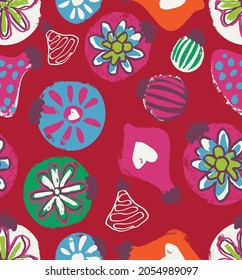 Christmas seamless pattern, card - Scandinavian sweater style.
