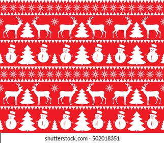 Christmas seamless pattern, card - Scandinavian sweater style.  Design for textile, wallpaper, web, fabric, decor etc.