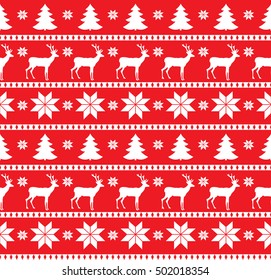 Christmas seamless pattern, card - Scandinavian sweater style.  Design for textile, wallpaper, web, fabric, decor etc.