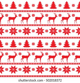 Christmas seamless pattern, card - Scandinavian sweater style.  Design for textile, wallpaper, web, fabric, decor etc.