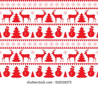 Christmas seamless pattern, card - Scandinavian sweater style.  Design for textile, wallpaper, web, fabric, decor etc.