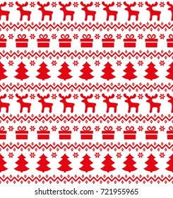 Christmas seamless pattern, card - Scandinavian sweater style. 