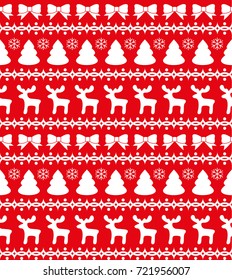 Christmas seamless pattern, card - Scandinavian sweater style. 